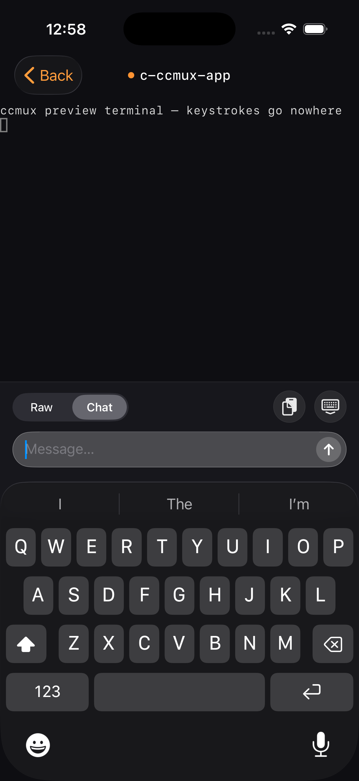 ccmux iOS app terminal